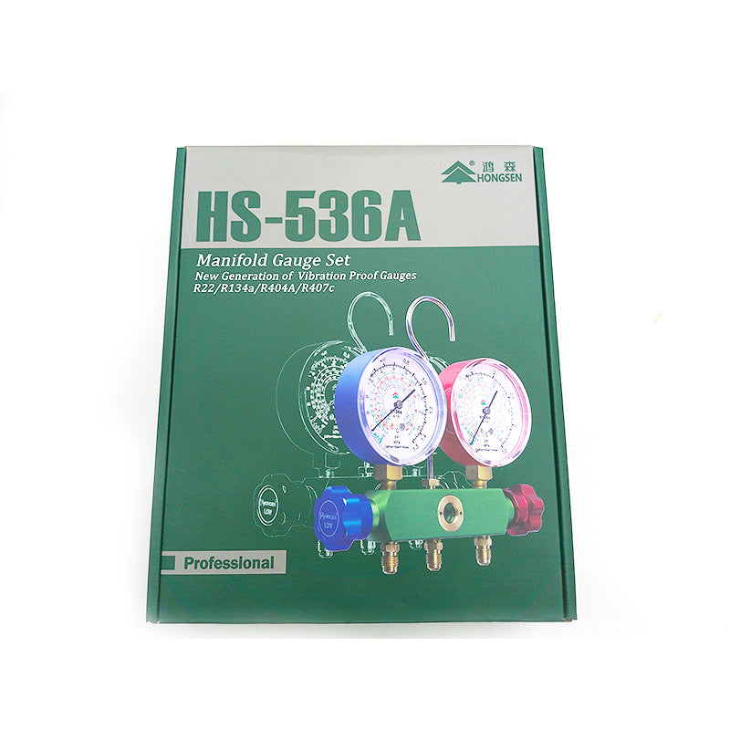 Hongsen HS-536A Manifold Gauge Kit Aluminum Alloy Body R22 R134a R404A R407c