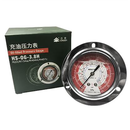 Refrigeration Oil Filled Gauge High and Low Single Gauge HS-OG-1.8L 3.8L 68mm Diameter