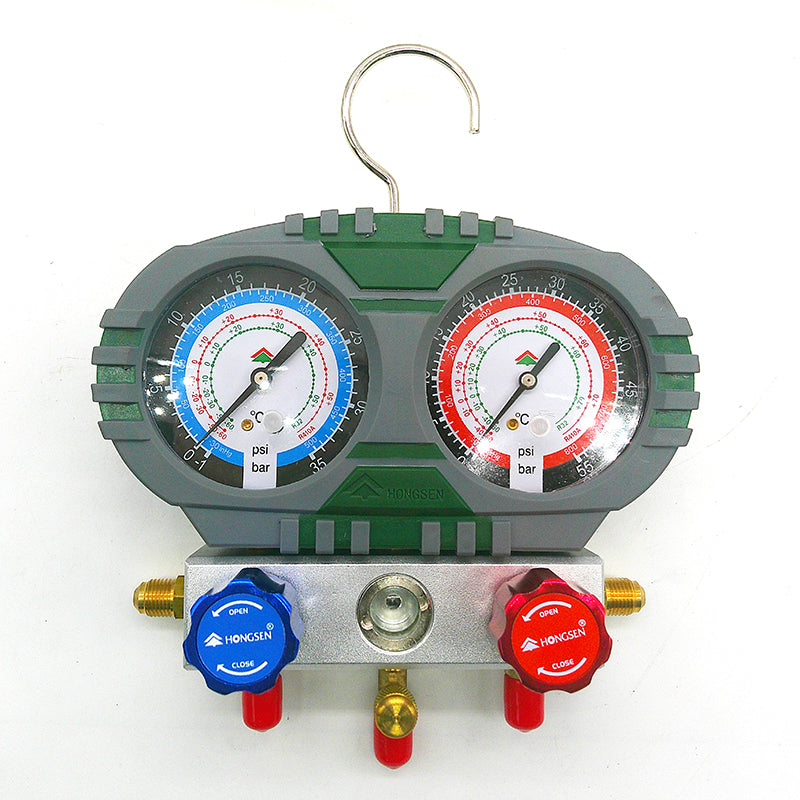 Two Way Manifold Gauge Used For  R22/R134A/R404A/R407C  Model HS-S60-101 With Hongsen Charging hose.