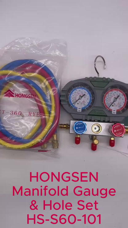 Two Way Manifold Gauge Used For  R22/R134A/R404A/R407C  Model HS-S60-101 With Hongsen Charging hose.