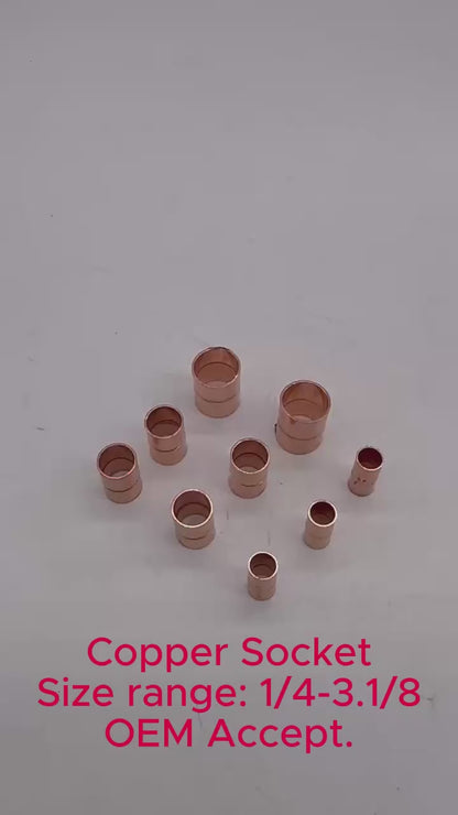 Refrigeration Tube Copper Pipe Fitting Socket Coupler Small sizes Sample Free